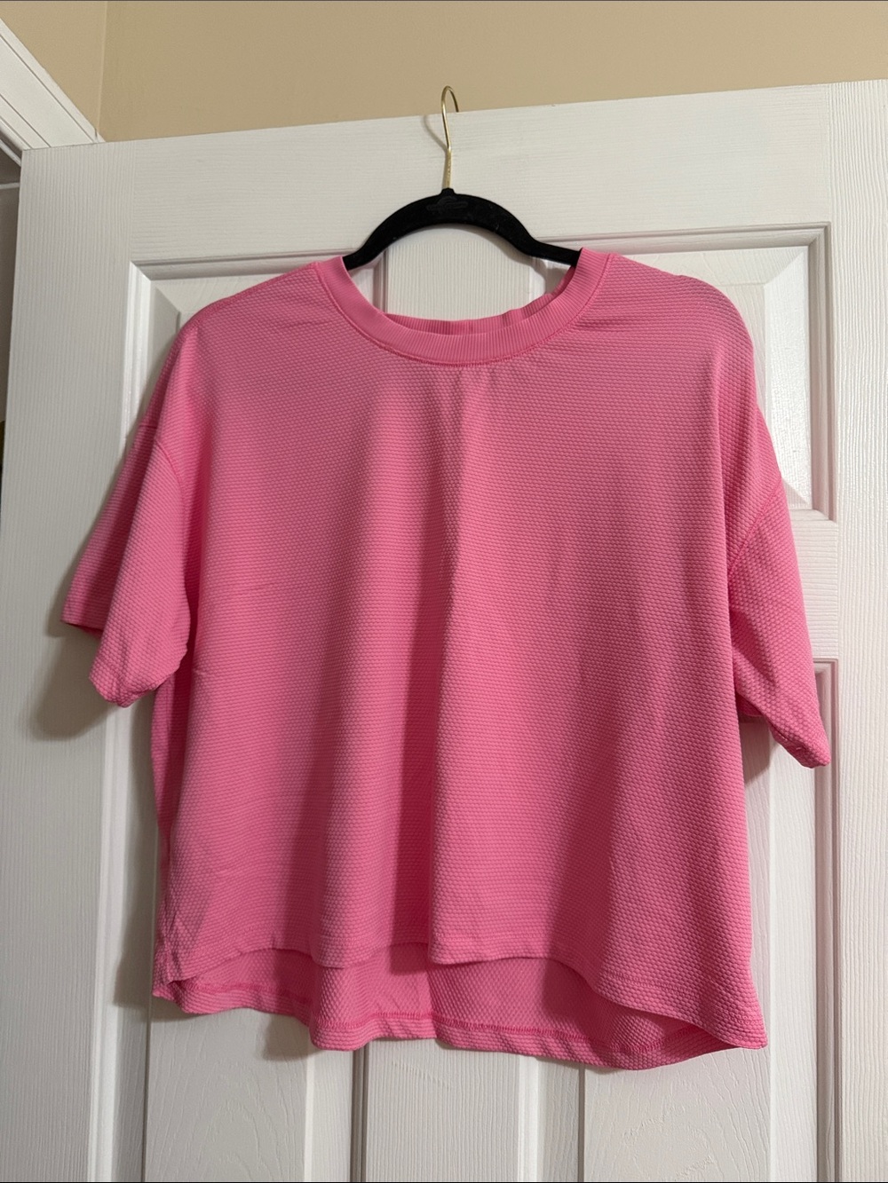 RBX Women's Pink Boxy Short Sleeve Dotted Athletic Athleisure Shirt Size Large